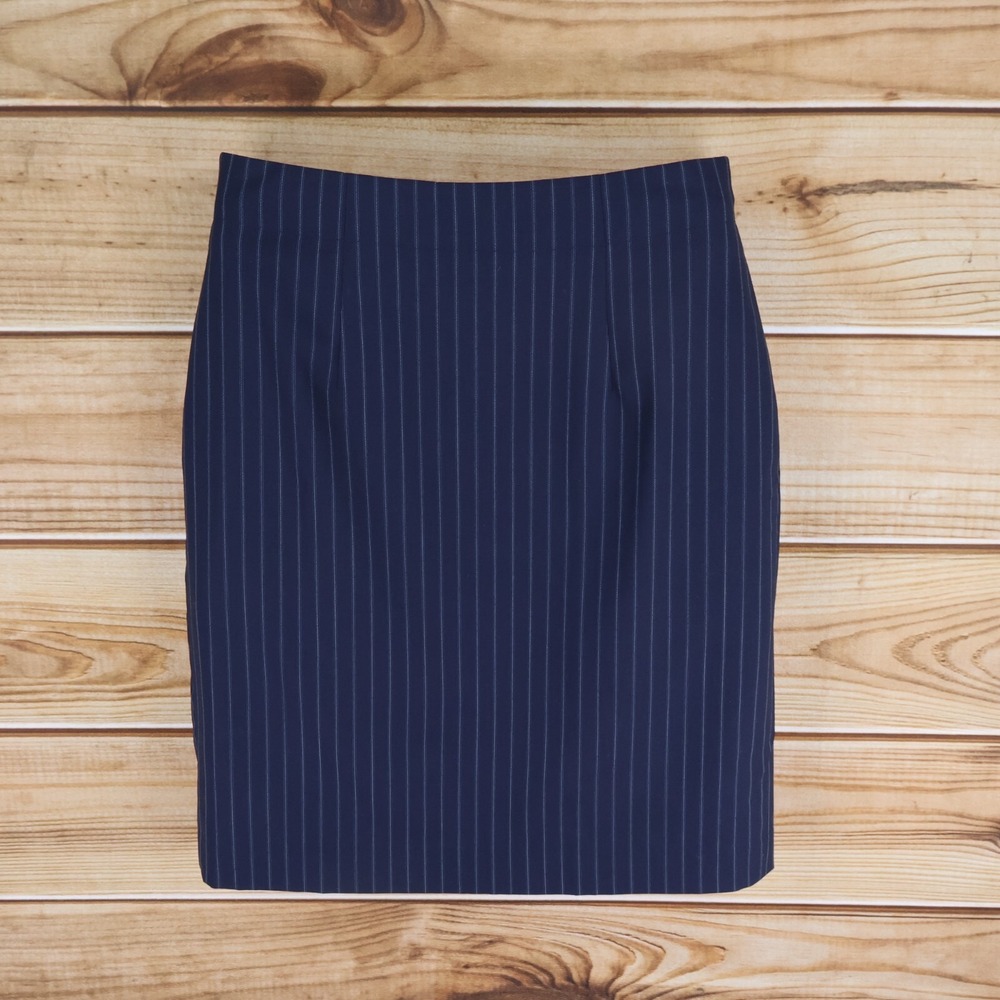 Banana Republic Pencil Skirt Womens Size 10 Dark Blue Striped Wool Lined NWT $59